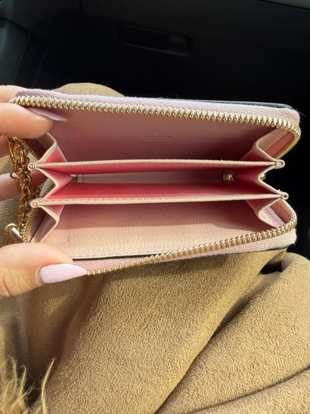 Gucci Pink and Green Striped GG Card Holder Key Case - Picture 3 of 3